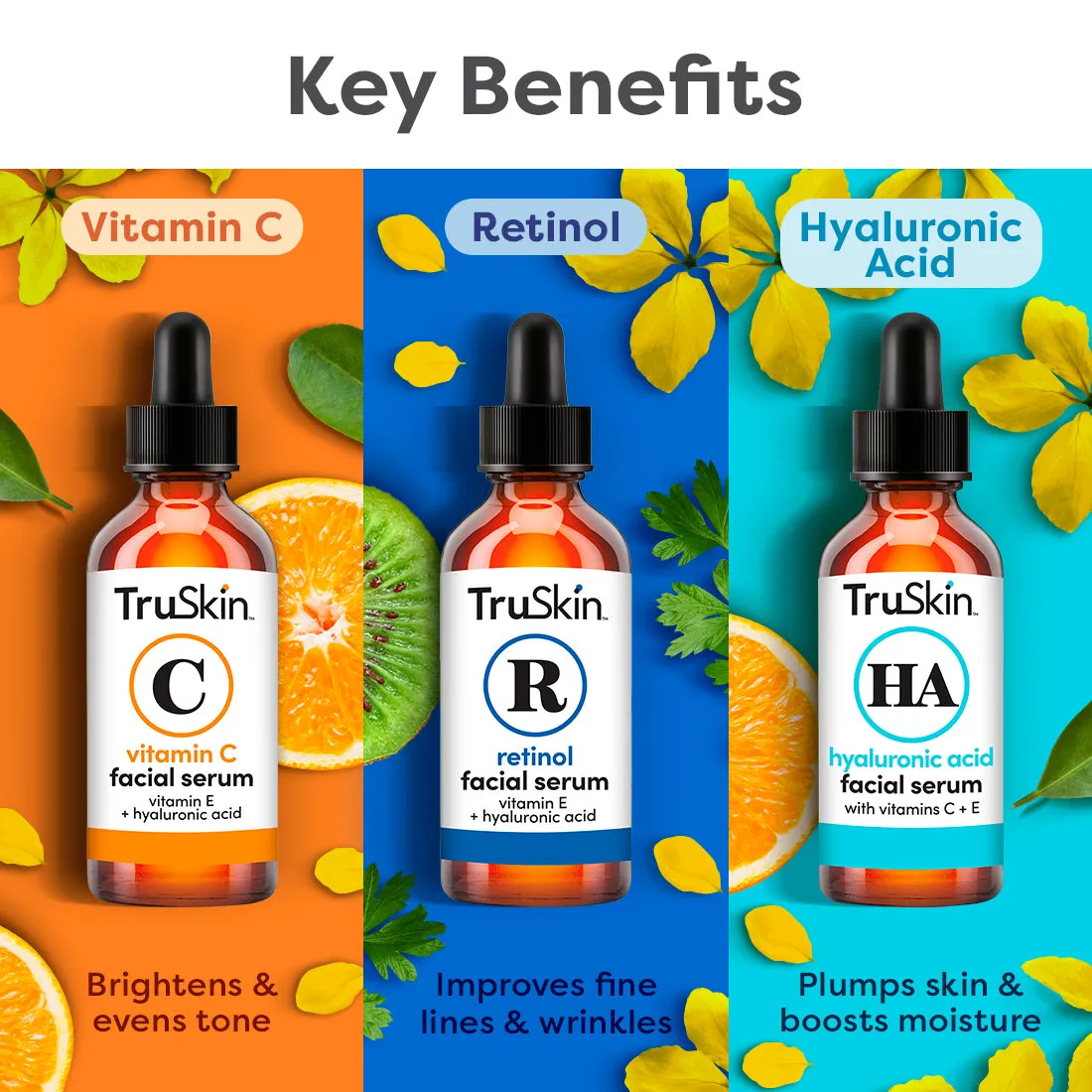 Age Defying 3-Pack Bundle - Vitamin C Serum, Retinol Serum and Hyaluronic Acid