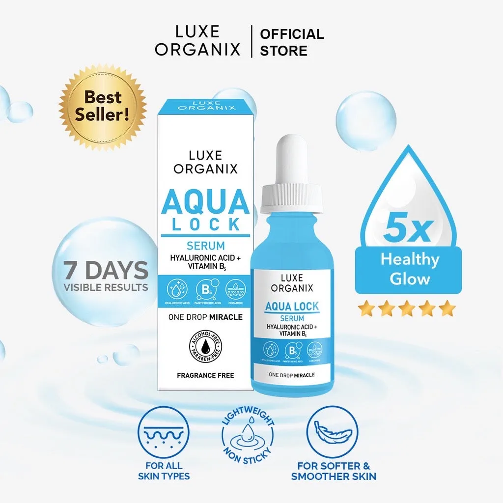 Luxe Organix Aqua Lock Plump Up Hydro Serum with Hyaluronic Acid   B5 (30ml)