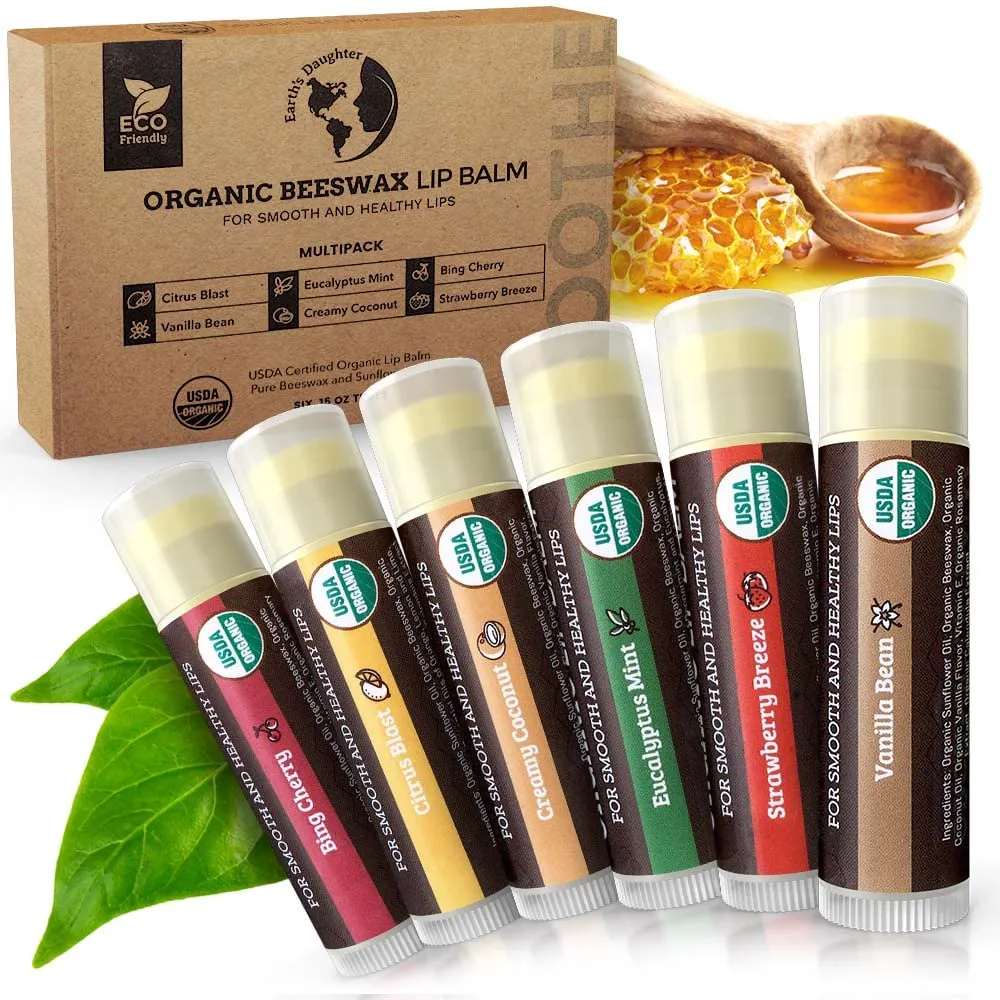 Organic Lip Balm - Best Lip Repair Chapstick for Dry Cracked Lips - Moisturizing Lip Care For Kids And Adults