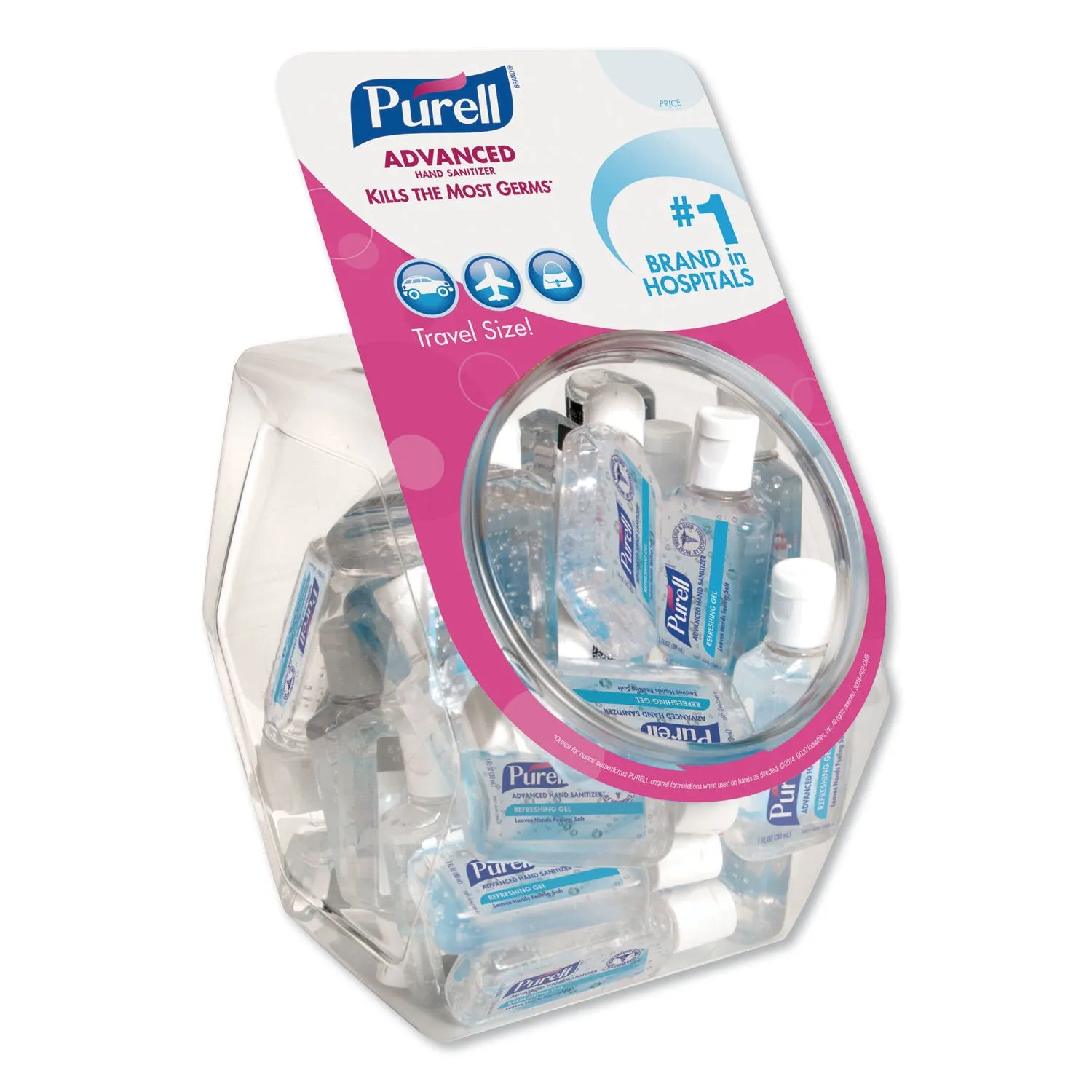 Purell Advanced Hand Sanitizer Refreshing Gel, Clean Scent, 1 Oz Flip-Cap Bottle With Display Bowl, 36/Bowl - GOJ390136BWL